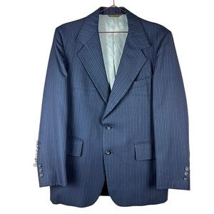 John Weitz Men’s Navy Blue Pin Striped Signature Collection Blazer Size Medium